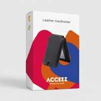 Accezz Portefeuille en cuir magnétique avec support - Compatible avec Apple Find My - Light Grey