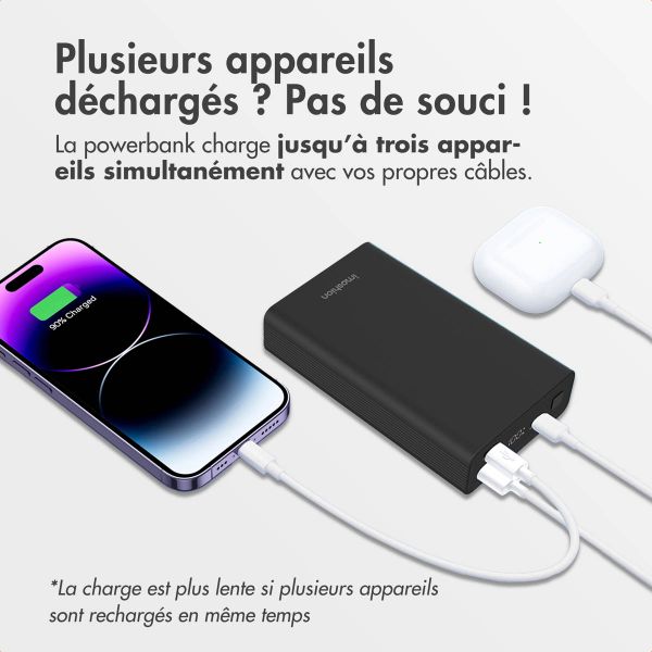 imoshion Ultra Series Aluminium | Batterie externe 20.000 mAh - Charge rapide jusqu'à 33 watts - Black