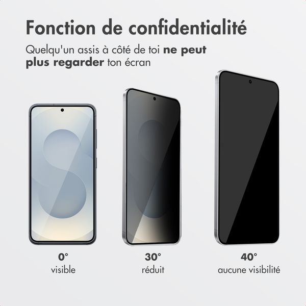 Accezz Protection d’écran en verre trempé avec filtre de confidentialité + Applicateur Samsung Galaxy S24 Plus / S25 Plus
