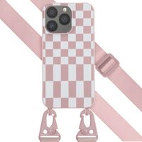 Selencia Coque design en silicone avec cordon amovible Apple iPhone 13 Pro - Irregular Check Sand Pink