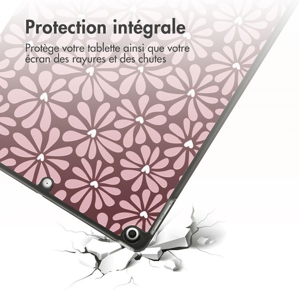 imoshion Coque tablette Design Trifold Apple iPad 9 (2021) 10.2 pouces / iPad 8 (2020) 10.2 pouces / iPad 7 (2019) 10.2 pouces - Bloom Love Blush