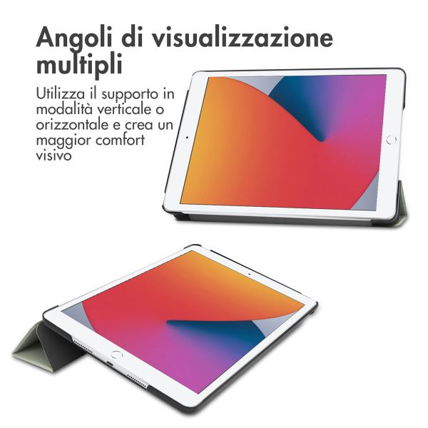 imoshion Coque tablette Design Trifold Apple iPad 9 (2021) 10.2 pouces / iPad 8 (2020) 10.2 pouces / iPad 7 (2019) 10.2 pouces - Floral Green