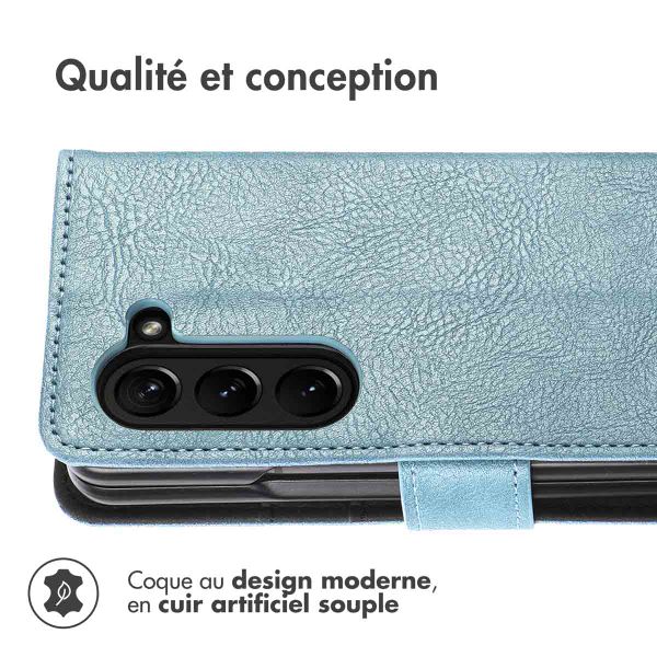 imoshion Étui de téléphone portefeuille Luxe Samsung Galaxy Z Fold 5 - Bleu clair