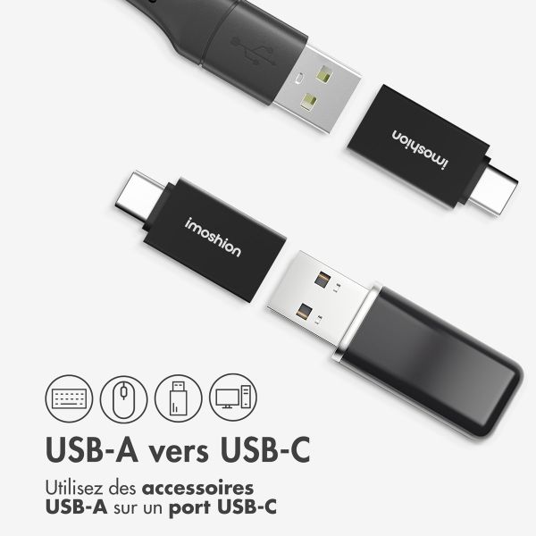 imoshion 2x Adaptateur USB-C (mâle) vers USB-A 3.2 (femelle) - OTG - Noir