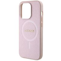 Guess Coque arrière Saffiano MagSafe Apple iPhone 15 Pro - Rose