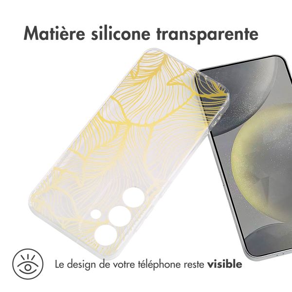 imoshion Coque Design Samsung Galaxy S25 - Golden Leaves Transparent