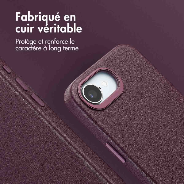 Accezz Coque arrière en cuir avec MagSafe Apple iPhone 16e - Heath Purple