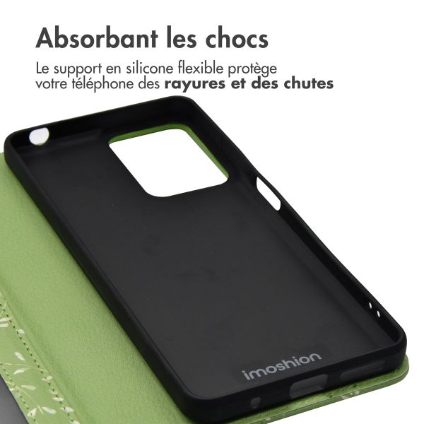 imoshion Étui de télephone portefeuille Design Motorola Moto G24 Power - Green Flowers