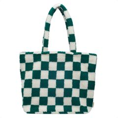 Selencia Sac Fourre-tout Zaya - Teddy Sac Ordinateur 16 pouces - Vert à carreaux