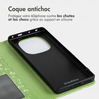 imoshion Étui de télephone portefeuille Design Xiaomi Redmi Note 14 Pro Plus (5G) - Green Flowers