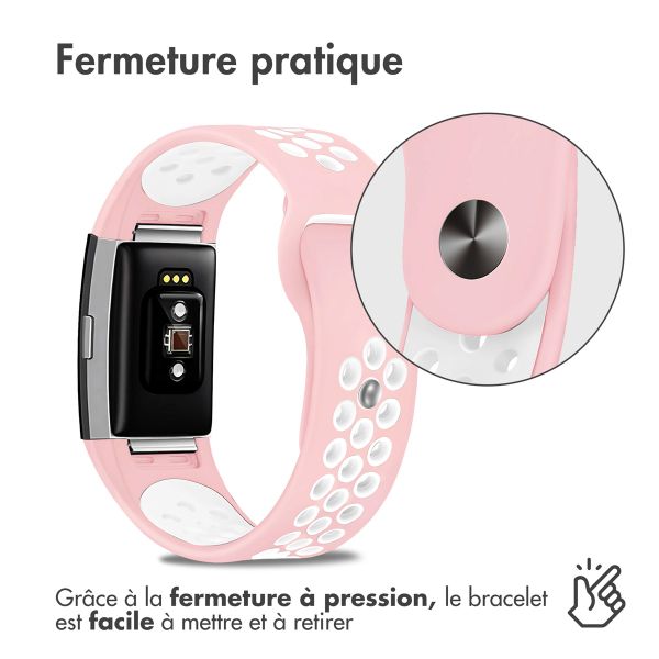 imoshion Bracelet sportif en silicone Fitbit Charge 2 - Rose / Blanc