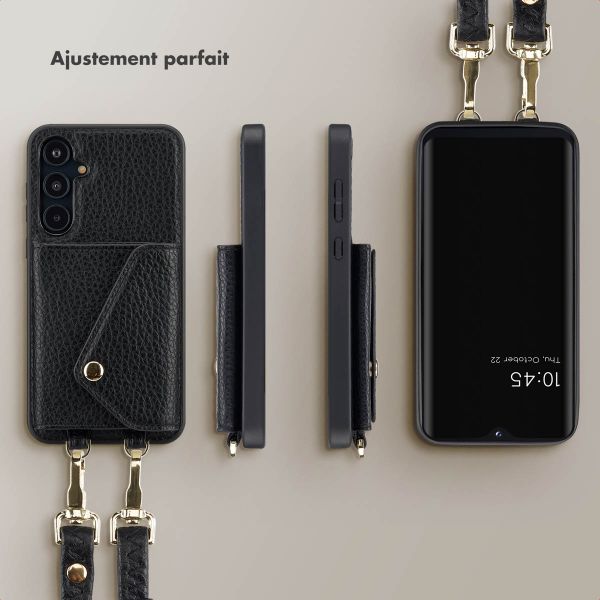 Selencia Coque à cordon avec porte-cartes enveloppe Sera Samsung Galaxy A55 - Noir