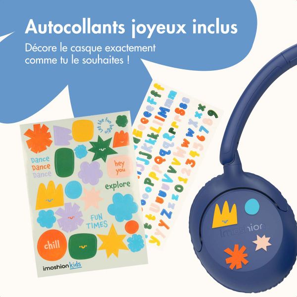 imoshion Casque filaires pour enfants - Câble AUX - Limiteur de décibels - Denim Blue