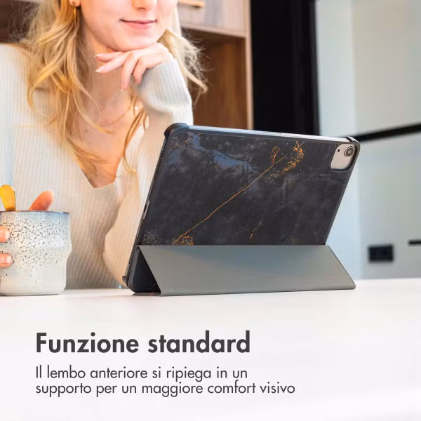 imoshion Coque tablette Design Trifold Apple iPad Air 13 pouces (2026) M4 / (2025) M3 / (2024) M2 - Black Marble