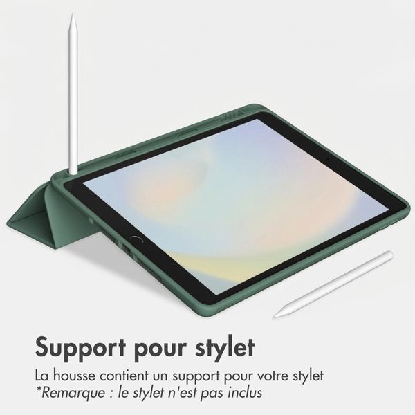 Accezz Coque tablette portefeuille Smart Silicone Apple iPad 9 (2021) 10.2 pouces / iPad 8 (2020) 10.2 pouces / iPad 7 (2019) 10.2 pouces - Vert foncé