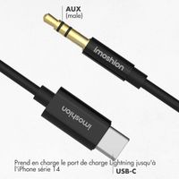 imoshion ﻿Câble AUX - Câble audio 3,5 mm / Jack vers USB-C - Mâle vers USB-C - 1 mètre - Noir