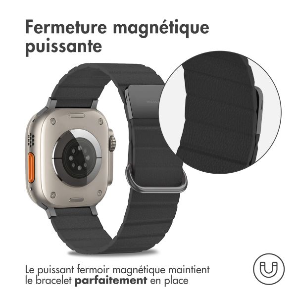 imoshion Bracelet en cuir magnétique Apple Watch Series 1 - 11 / SE / Ultra (44/45/46/49 mm) - Noir