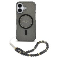 Guess MagSafe IML Glitter Case avec beads strap iPhone 16 Pro - Black