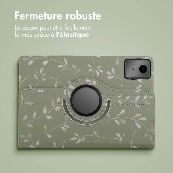 imoshion Coque tablette Design rotatif à 360° Lenovo Tab M11 - Green Flowers