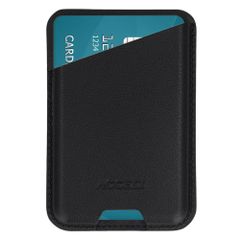 Accezz Porte-cartes en cuir magn&eacute;tique - Compatible avec Apple Find My - Onyx Black