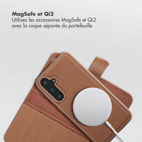 Selencia Étui portefeuille amovible Olyn avec MagSafe Samsung Galaxy A55 - Marron