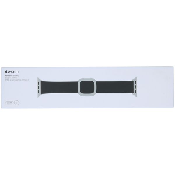 Apple Leather Band Modern Buckle Apple Watch Series 1 á 9 / SE (38/40/41 mm) | Series 10 (42 mm) - Taille L - Noir