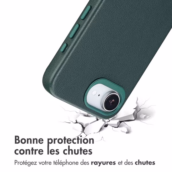 Accezz Coque arrière en cuir avec MagSafe Apple iPhone 16e - Cedar Green