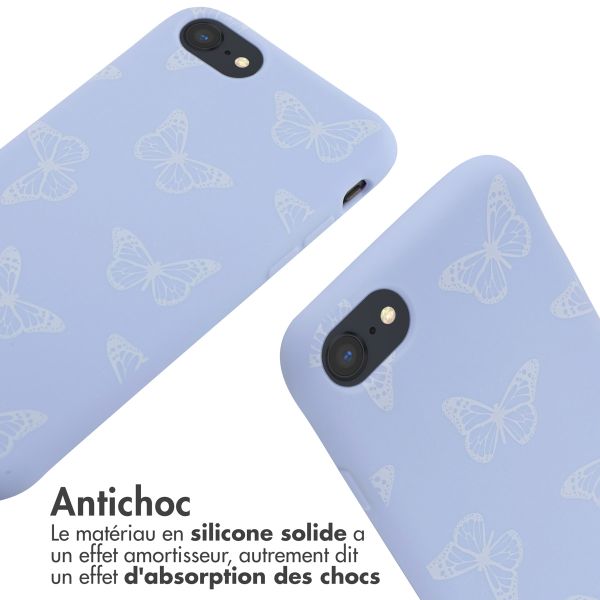 imoshion Coque design en silicone avec cordon iPhone SE (2022 / 2020) / 8 / 7 - Butterfly