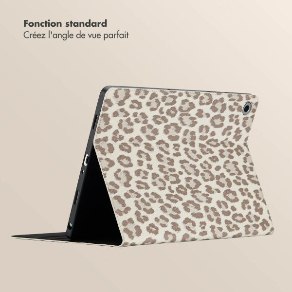 Selencia Coque tablette Sabi avec imprimé léopard Samsung Galaxy Tab A9 Plus - Soft Ivory