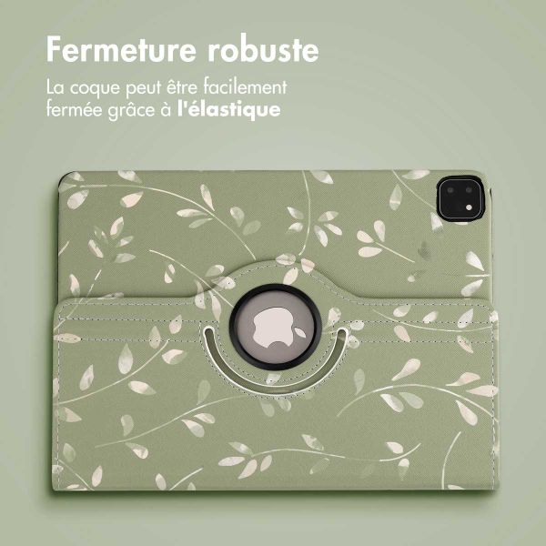 imoshion Coque tablette Design rotatif à 360° iPad Pro 12.9 (2018 / 2020 / 2021 / 2022) - Green Flowers