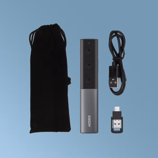 Accezz Clicker de Présentation - Présentateur avec Pointeur Laser - Noir