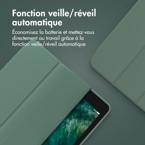 Accezz Coque tablette portefeuille Smart Silicone Apple iPad 11 (2025) 11 pouces A16 / iPad 10 (2022) 10.9 pouces - Vert foncé