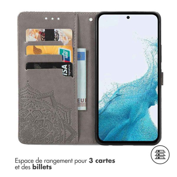 imoshion Etui de téléphone portefeuille Mandala Samsung Galaxy A34 (5G) - Gris