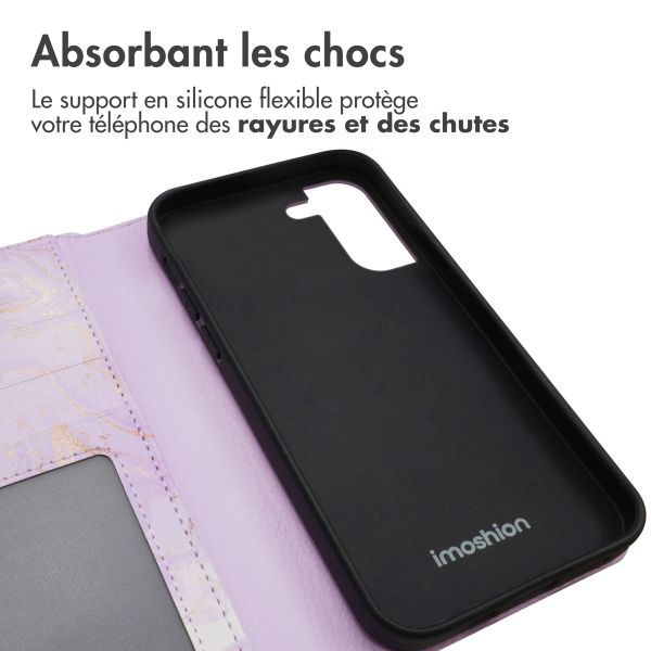 imoshion Étui de téléphone portefeuille Design Samsung Galaxy S21 FE - Purple Marble