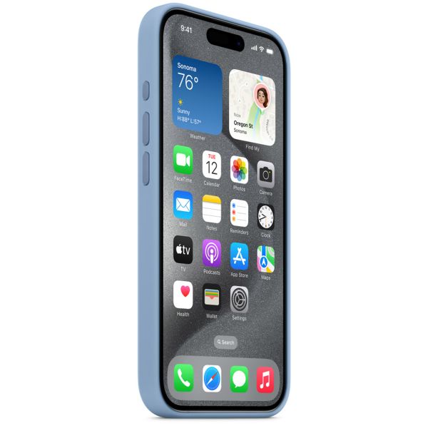 Apple Coque en silicone MagSafe Apple iPhone 15 Pro - Winter Blue