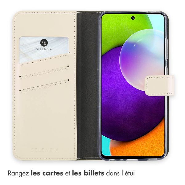 Selencia Étui portefeuille en cuir véritable Samsung Galaxy A52(s) (5G/4G) - Greige