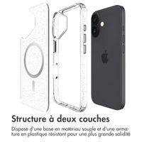imoshion Coque arrière transparente Pailletée avec MagSafe Apple iPhone 16 - Argent