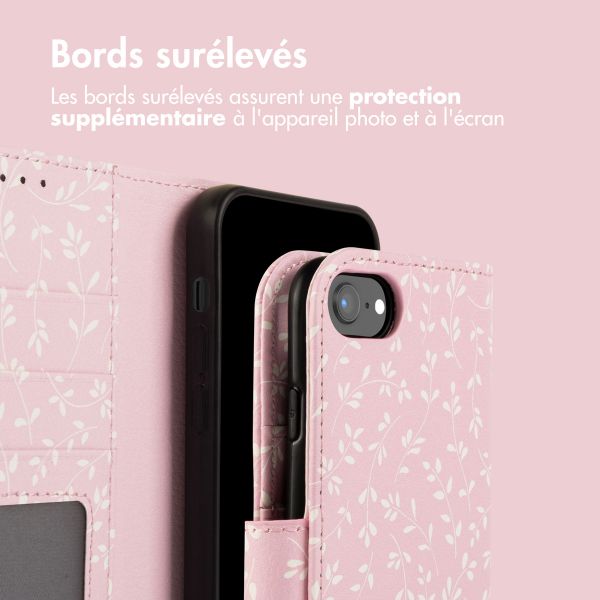 imoshion Étui de téléphone portefeuille Design iPhone SE (2022 / 2020) / 8 / 7 / 6(s) - Pink Bazaar Flowers