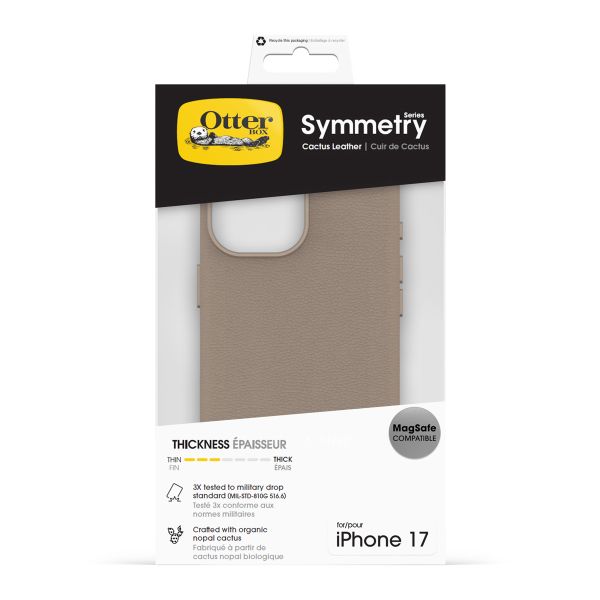 OtterBox Coque en cuir de cactus Symmetry MagSafe Apple iPhone 17 - Light Grey