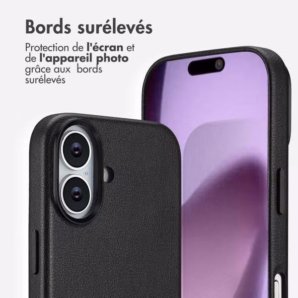 Accezz Coque arrière en cuir avec MagSafe Apple iPhone 17 - Onyx Black