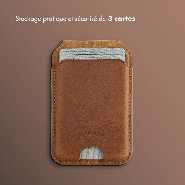 Accezz Porte-cartes MagSafe en cuir vintage avec support - Tobacco Cognac