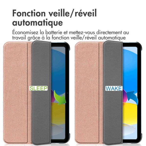 imoshion Coque tablette Trifold Apple iPad 11 (2025) 11 pouces A16 / iPad 10 (2022) 10.9 pouces - Rose Doré