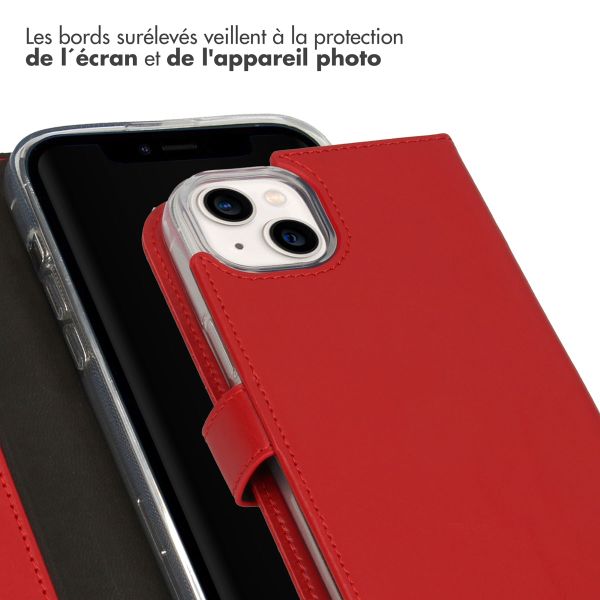 Selencia Étui portefeuille en cuir véritable Apple iPhone 14 Plus - Rouge