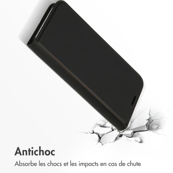 Accezz Étui de téléphone Slim Folio en cuir de qualité supérieure iPhone 12 (Pro) - Noir