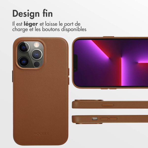 Accezz Coque arrière en cuir avec MagSafe iPhone 13 Pro - Sienna Brown