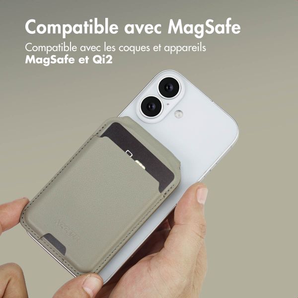 Accezz Portefeuille en cuir avec support - Compatible avec MagSafe et Qi2 - Light Grey