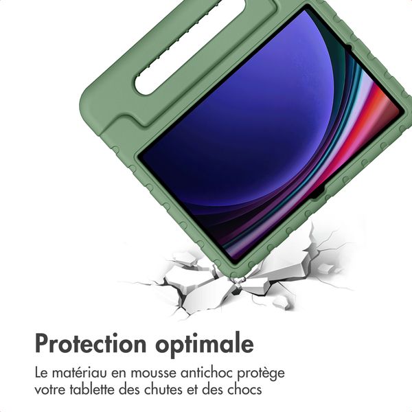 imoshion Coque kidsproof avec poignée Samsung Galaxy Tab S11 / S9 11.0 pouces / S10 Lite / S10 FE / S9 FE 10.9 pouces - Olive Green