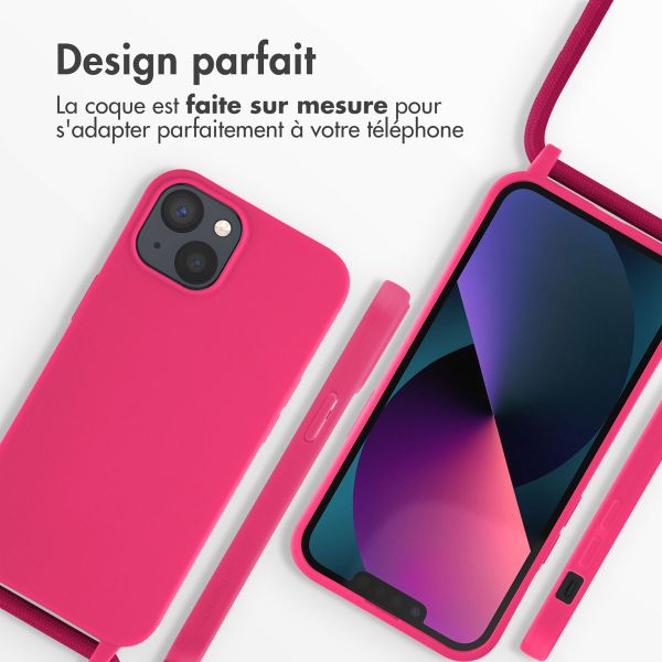 imoshion ﻿Coque en silicone avec cordon iPhone 13 - Rose Fluo