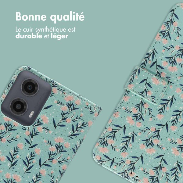 imoshion Étui de télephone portefeuille Design Motorola Moto G34 - Blue Flowers