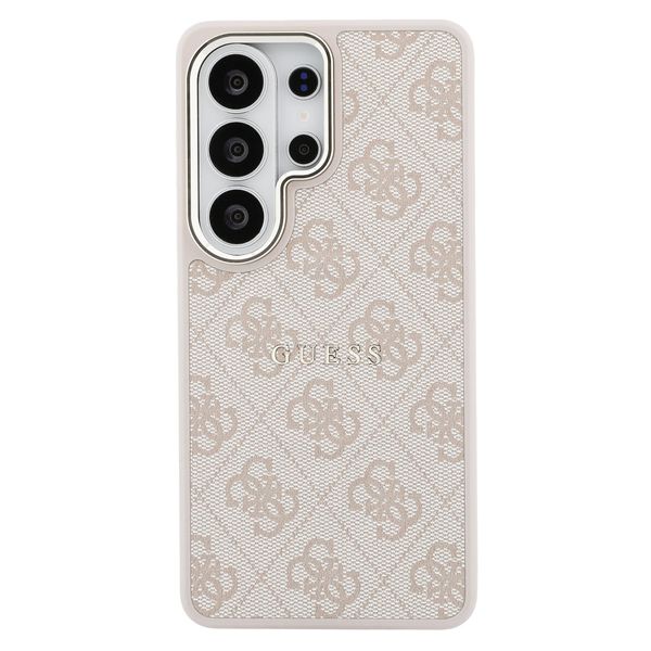 Guess Coque arrière en cuir 4G avec MagSafe Samsung Galaxy S26 Ultra - Gold Edge - Pink